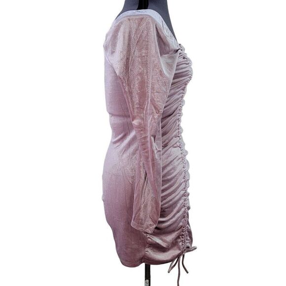 Wild Fable Ruched Light Mauve Velvet Bodycon Dress Sz XL - Picture 2 of 9